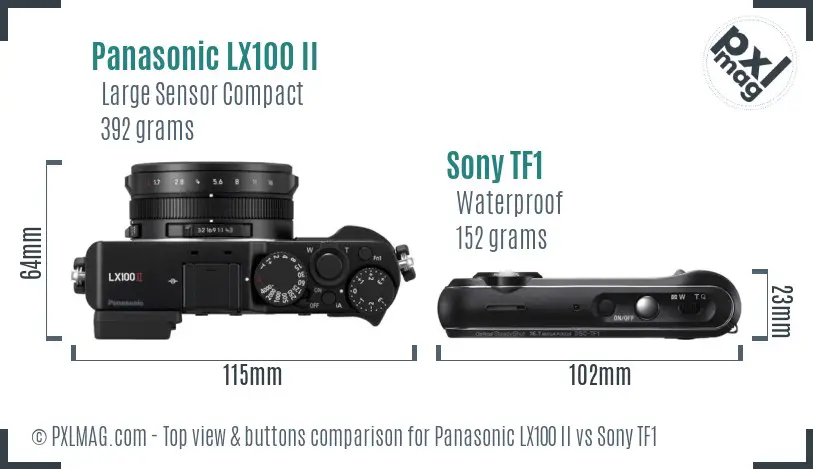 Panasonic LX100 II vs Sony TF1 top view buttons comparison