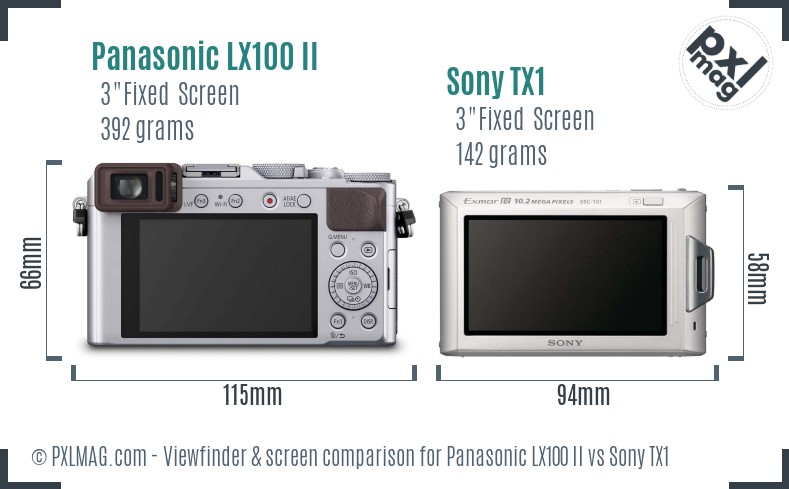 Panasonic LX100 II vs Sony TX1 Screen and Viewfinder comparison