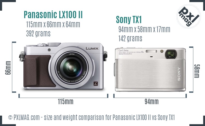 Panasonic LX100 II vs Sony TX1 size comparison