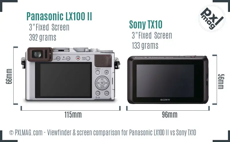 Panasonic LX100 II vs Sony TX10 Screen and Viewfinder comparison Panasonic LX100 II vs Sony TX10 Screen and Viewfinder comparison