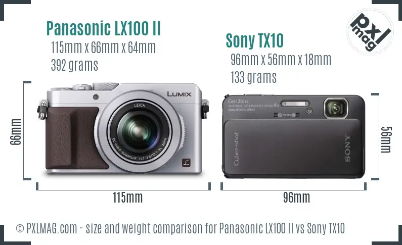 Panasonic LX100 II vs Sony TX10 size comparison Panasonic LX100 II vs Sony TX10 size comparison