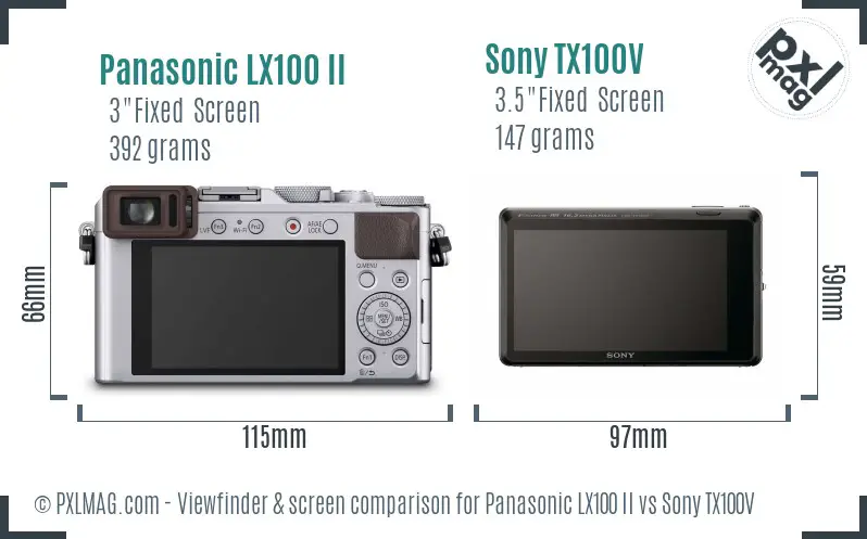 Panasonic LX100 II vs Sony TX100V Screen and Viewfinder comparison