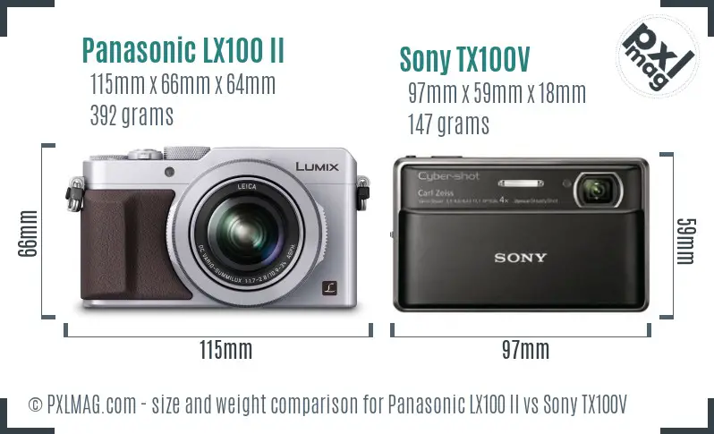 Panasonic LX100 II vs Sony TX100V size comparison