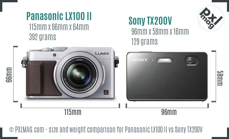 Panasonic LX100 II vs Sony TX200V size comparison