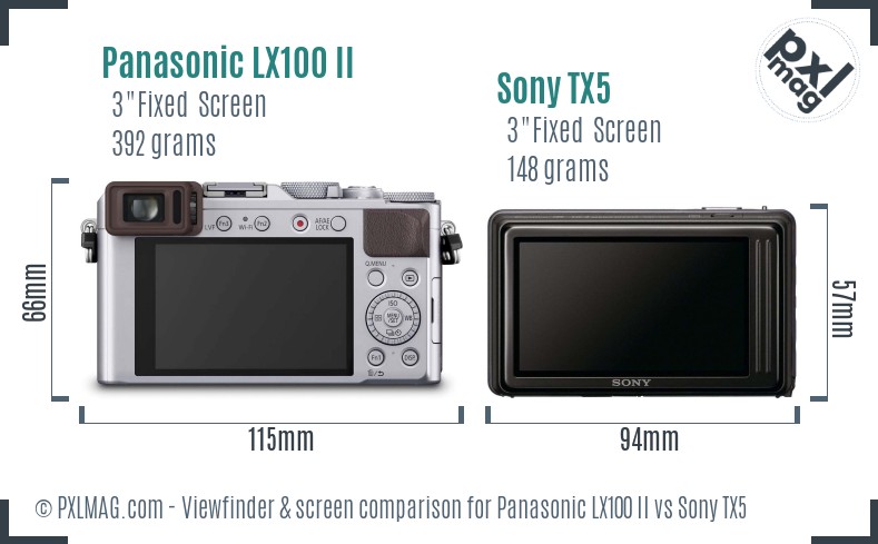 Panasonic LX100 II vs Sony TX5 Screen and Viewfinder comparison