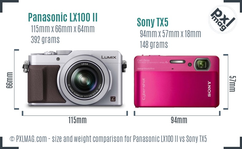 Panasonic LX100 II vs Sony TX5 size comparison