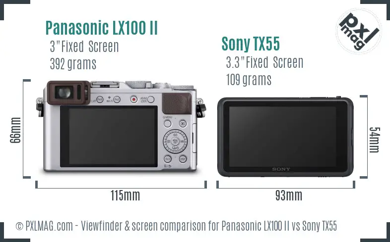 Panasonic LX100 II vs Sony TX55 Screen and Viewfinder comparison