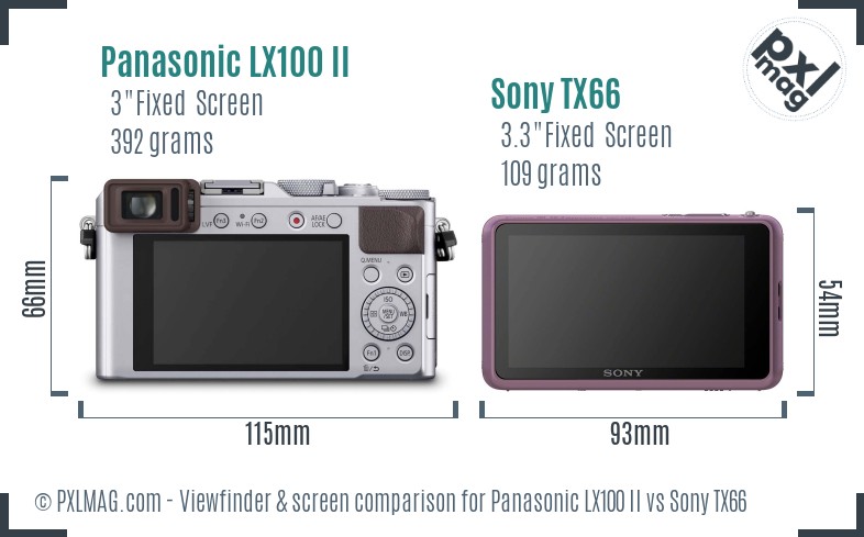 Panasonic LX100 II vs Sony TX66 Screen and Viewfinder comparison