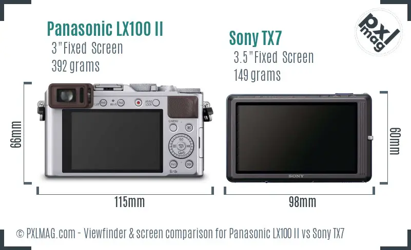 Panasonic LX100 II vs Sony TX7 Screen and Viewfinder comparison