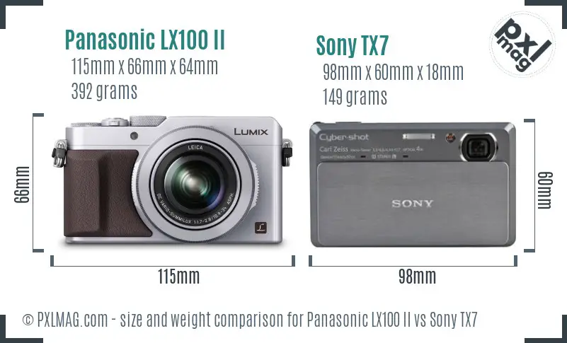 Panasonic LX100 II vs Sony TX7 size comparison