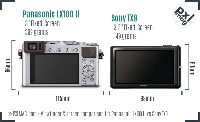 Panasonic LX100 II vs Sony TX9 Screen and Viewfinder comparison