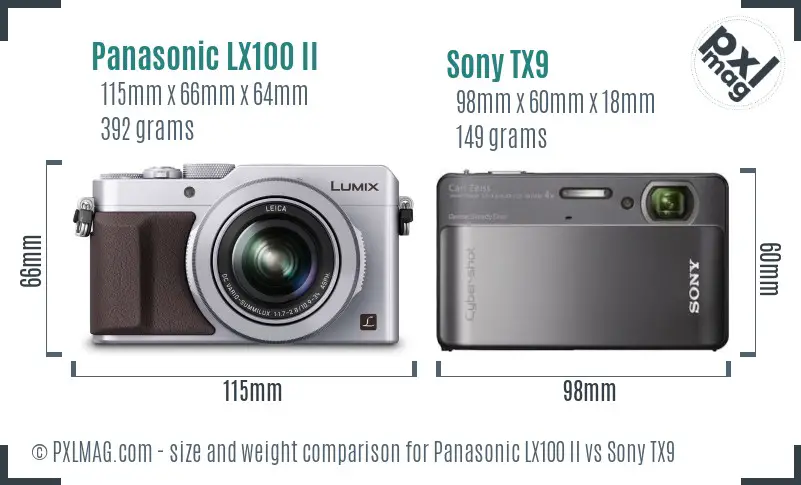 Panasonic LX100 II vs Sony TX9 size comparison