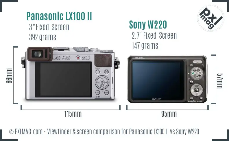 Panasonic LX100 II vs Sony W220 Screen and Viewfinder comparison