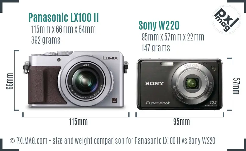 Panasonic LX100 II vs Sony W220 size comparison