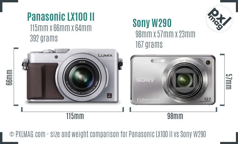 Panasonic LX100 II vs Sony W290 size comparison