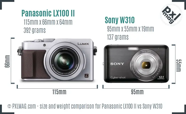 Panasonic LX100 II vs Sony W310 size comparison