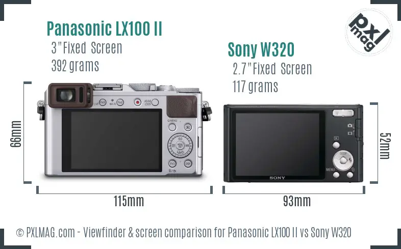 Panasonic LX100 II vs Sony W320 Screen and Viewfinder comparison