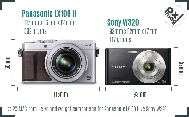 Panasonic LX100 II vs Sony W320 size comparison