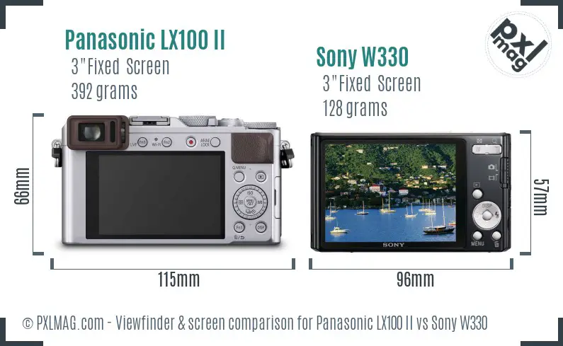 Panasonic LX100 II vs Sony W330 Screen and Viewfinder comparison