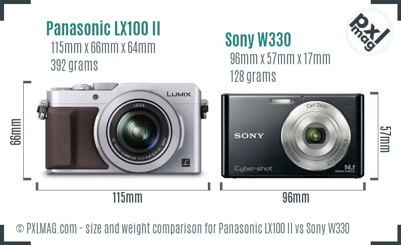 Panasonic LX100 II vs Sony W330 size comparison