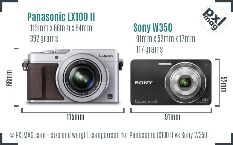 Panasonic LX100 II vs Sony W350 size comparison Panasonic LX100 II vs Sony W350 size comparison