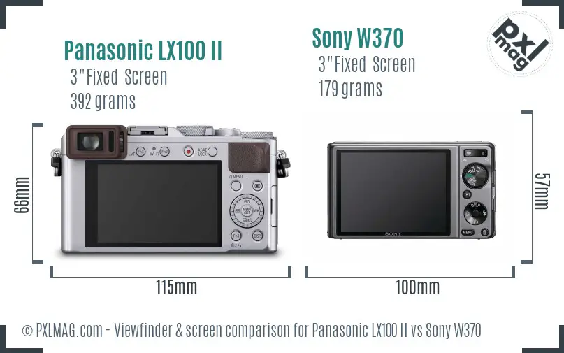 Panasonic LX100 II vs Sony W370 Screen and Viewfinder comparison Panasonic LX100 II vs Sony W370 Screen and Viewfinder comparison