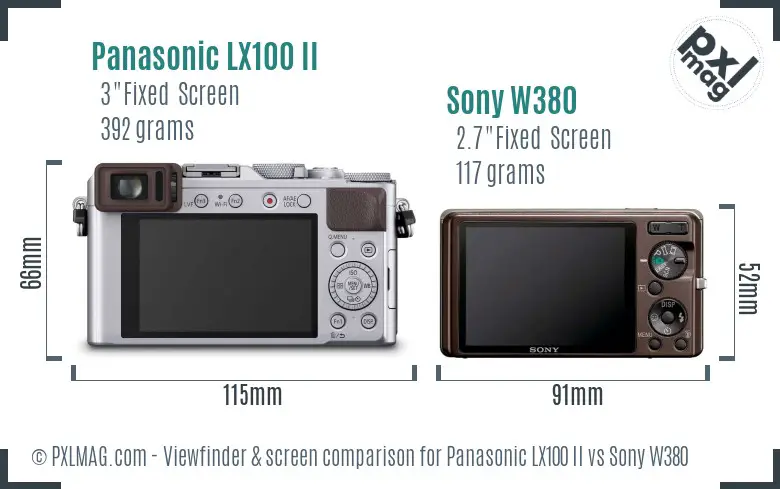 Panasonic LX100 II vs Sony W380 Screen and Viewfinder comparison