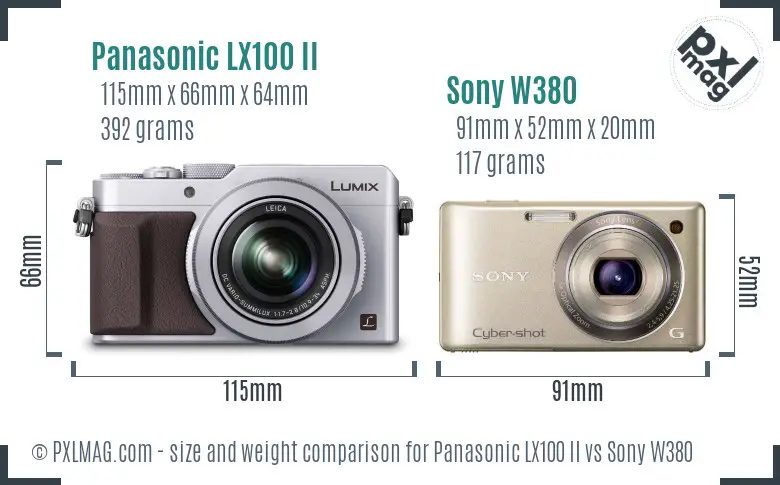 Panasonic LX100 II vs Sony W380 size comparison