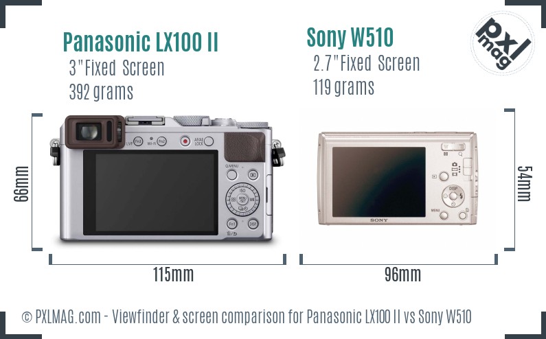 Panasonic LX100 II vs Sony W510 Screen and Viewfinder comparison