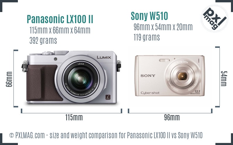 Panasonic LX100 II vs Sony W510 size comparison