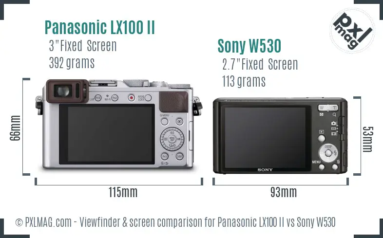 Panasonic LX100 II vs Sony W530 Screen and Viewfinder comparison