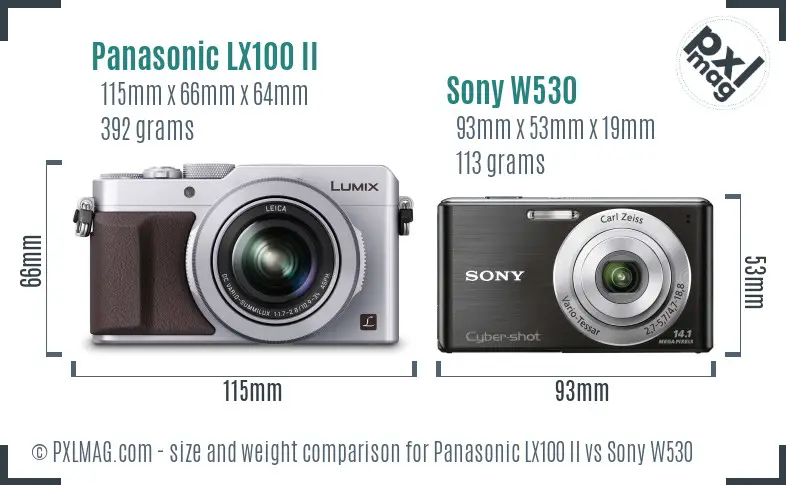 Panasonic LX100 II vs Sony W530 size comparison