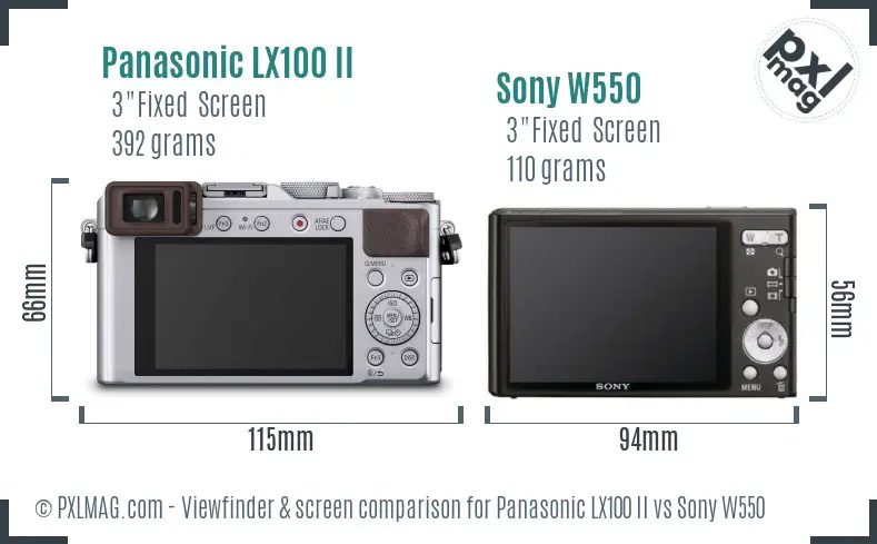 Panasonic LX100 II vs Sony W550 Screen and Viewfinder comparison Panasonic LX100 II vs Sony W550 Screen and Viewfinder comparison