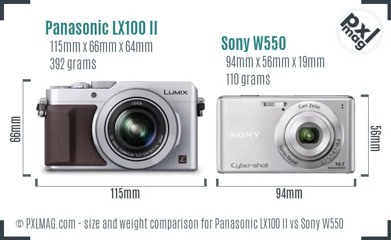 Panasonic LX100 II vs Sony W550 size comparison Panasonic LX100 II vs Sony W550 size comparison