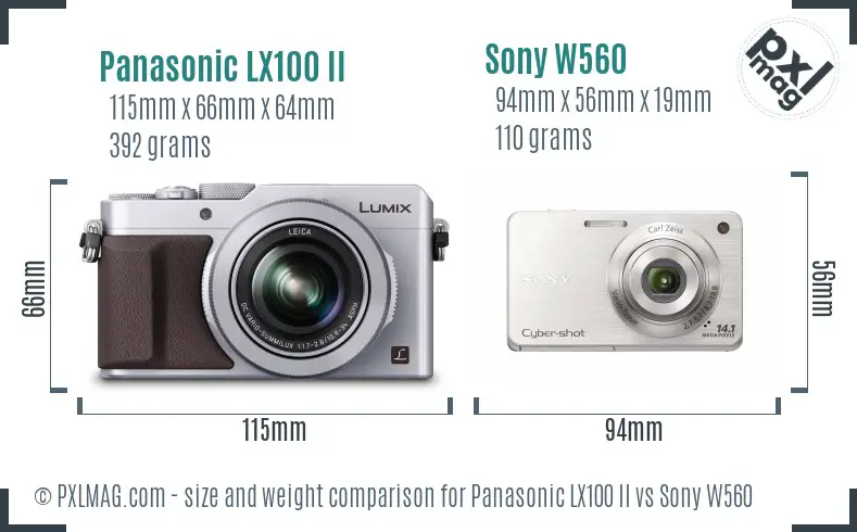 Panasonic LX100 II vs Sony W560 size comparison