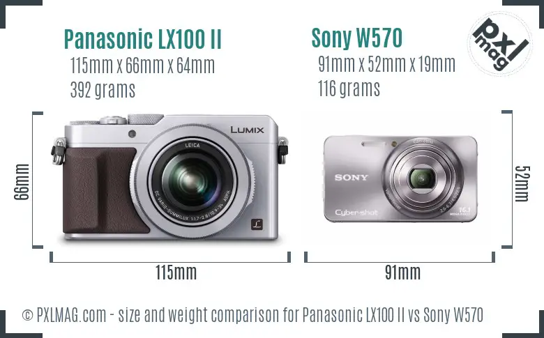 Panasonic LX100 II vs Sony W570 size comparison