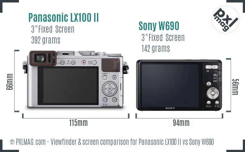 Panasonic LX100 II vs Sony W690 Screen and Viewfinder comparison