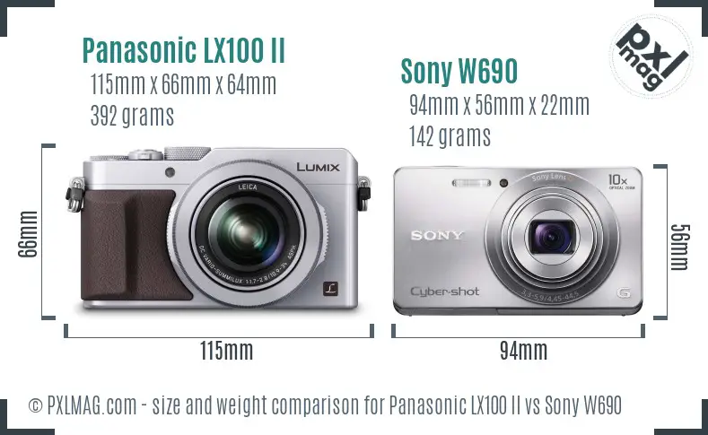 Panasonic LX100 II vs Sony W690 size comparison