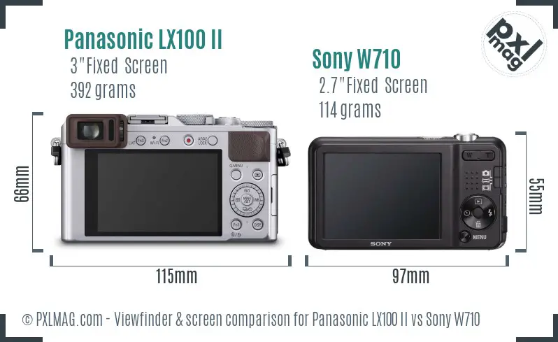 Panasonic LX100 II vs Sony W710 Screen and Viewfinder comparison