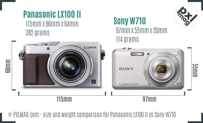 Panasonic LX100 II vs Sony W710 size comparison