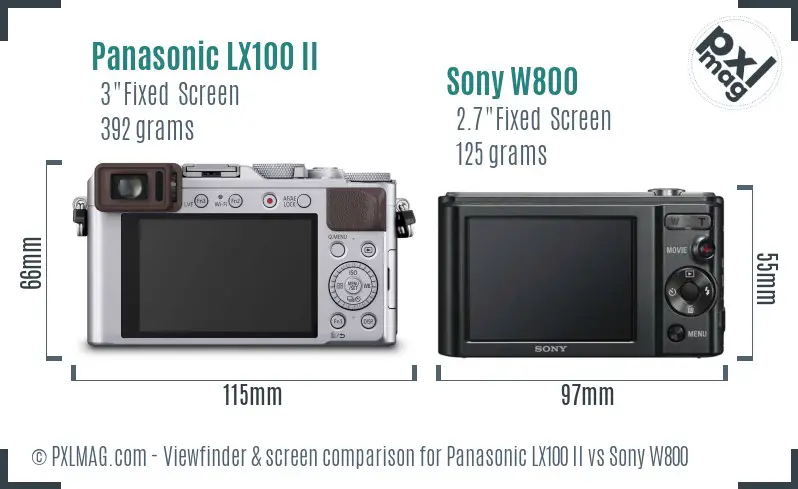 Panasonic LX100 II vs Sony W800 Screen and Viewfinder comparison