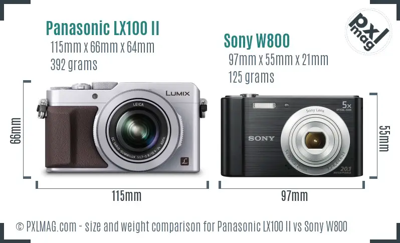 Panasonic LX100 II vs Sony W800 size comparison