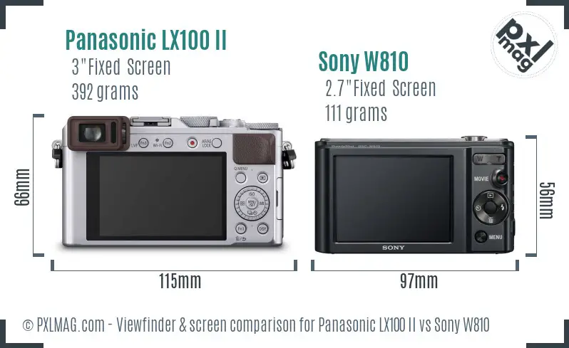 Panasonic LX100 II vs Sony W810 Screen and Viewfinder comparison Panasonic LX100 II vs Sony W810 Screen and Viewfinder comparison