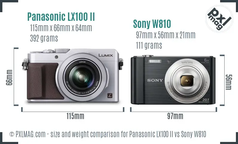 Panasonic LX100 II vs Sony W810 size comparison Panasonic LX100 II vs Sony W810 size comparison
