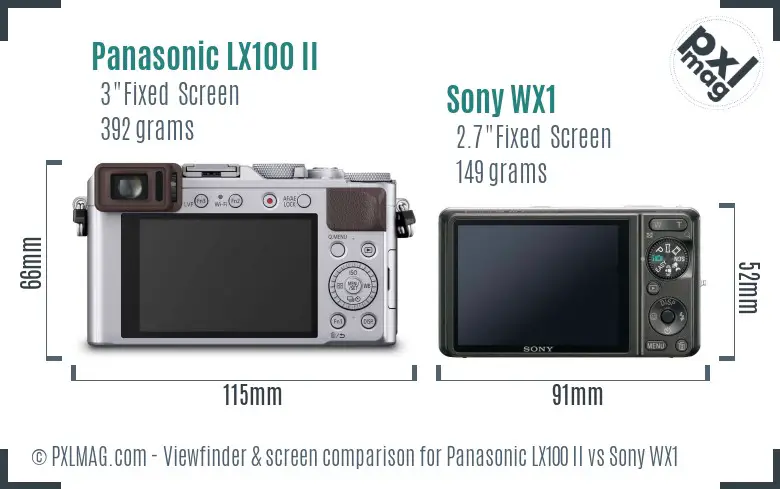 Panasonic LX100 II vs Sony WX1 Screen and Viewfinder comparison