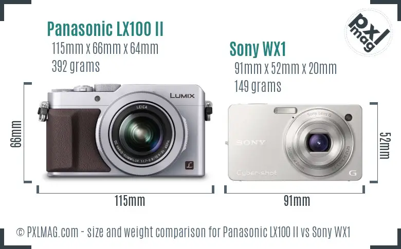 Panasonic LX100 II vs Sony WX1 size comparison
