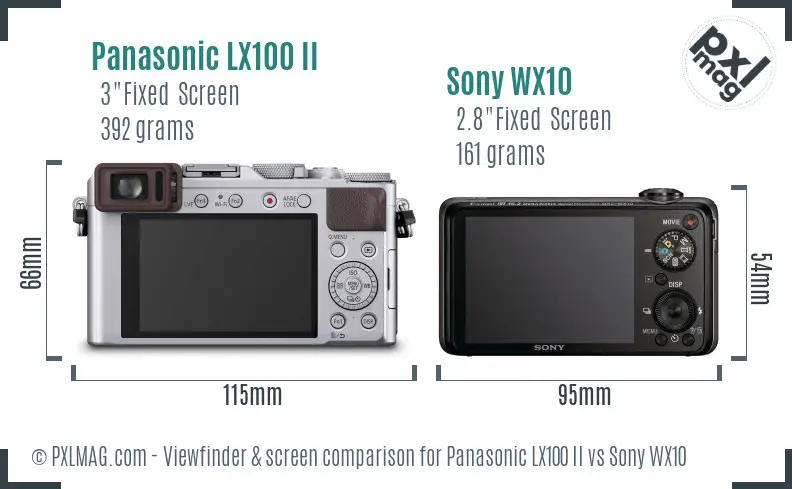 Panasonic LX100 II vs Sony WX10 Screen and Viewfinder comparison