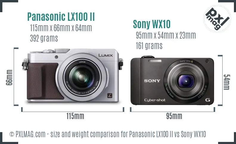 Panasonic LX100 II vs Sony WX10 size comparison