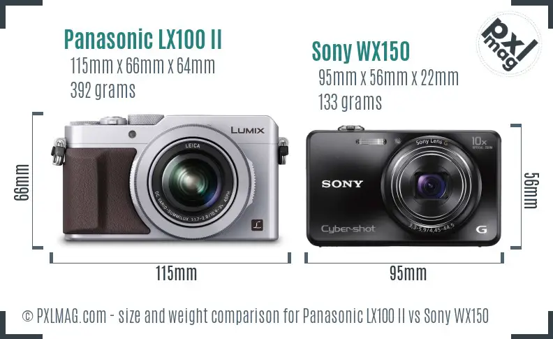 Panasonic LX100 II vs Sony WX150 size comparison