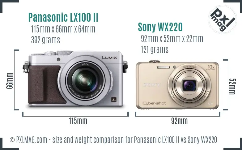 Panasonic LX100 II vs Sony WX220 size comparison